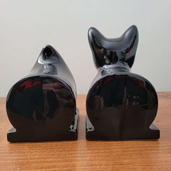 Vintage Glossy Black Ceramic Scottie Dog Bookends - Picture 9 of 16